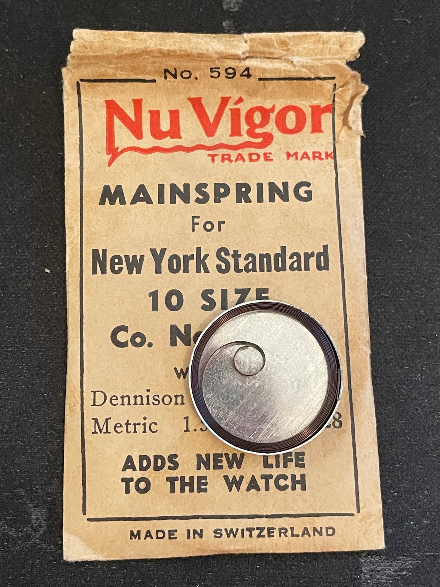 NuVigor Mainspring #594 for NY Standard 10s No. 7080 - Steel