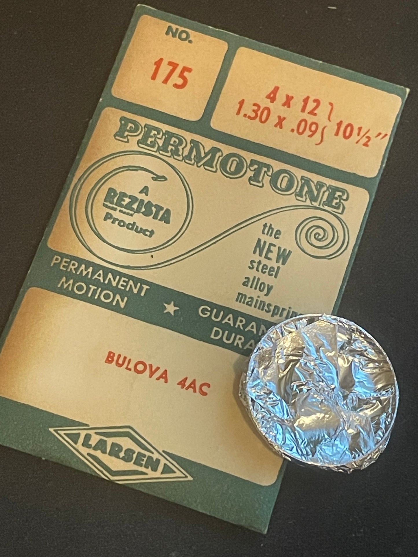 Permotone Unbreakable Mainspring #175 for Bulova 4AC - Alloy