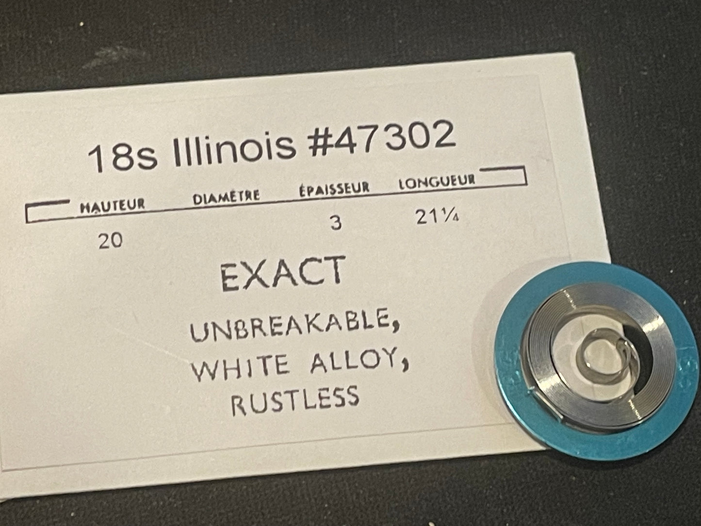 Illinois Mainspring for 18s No. 47302 (EXACT) - Alloy
