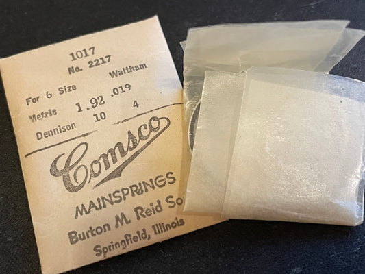Comsco Mainspring #1017 for Waltham 6s Factory No. 2217 - Steel