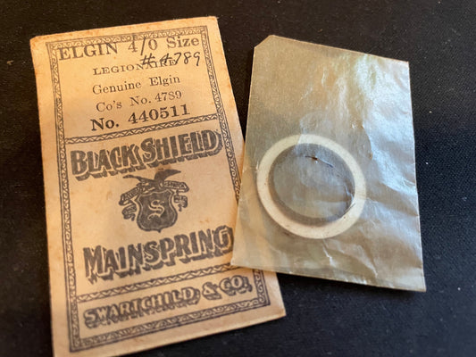 Swartchild Black Shield Mainspring #440511 for Elgin 4/0s No. 4789 - Steel