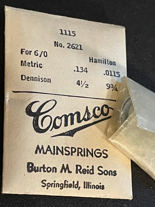 Comsco Mainspring #1115 for Hamilton 6/0s Factory No. 2621 - Steel