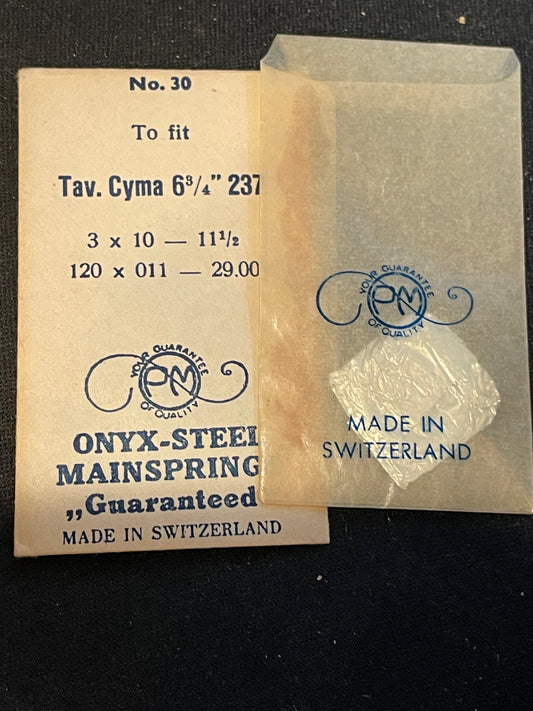 PM Mainspring No. 30 for Cyma Tavannes caliber 237 - ONYX Steel