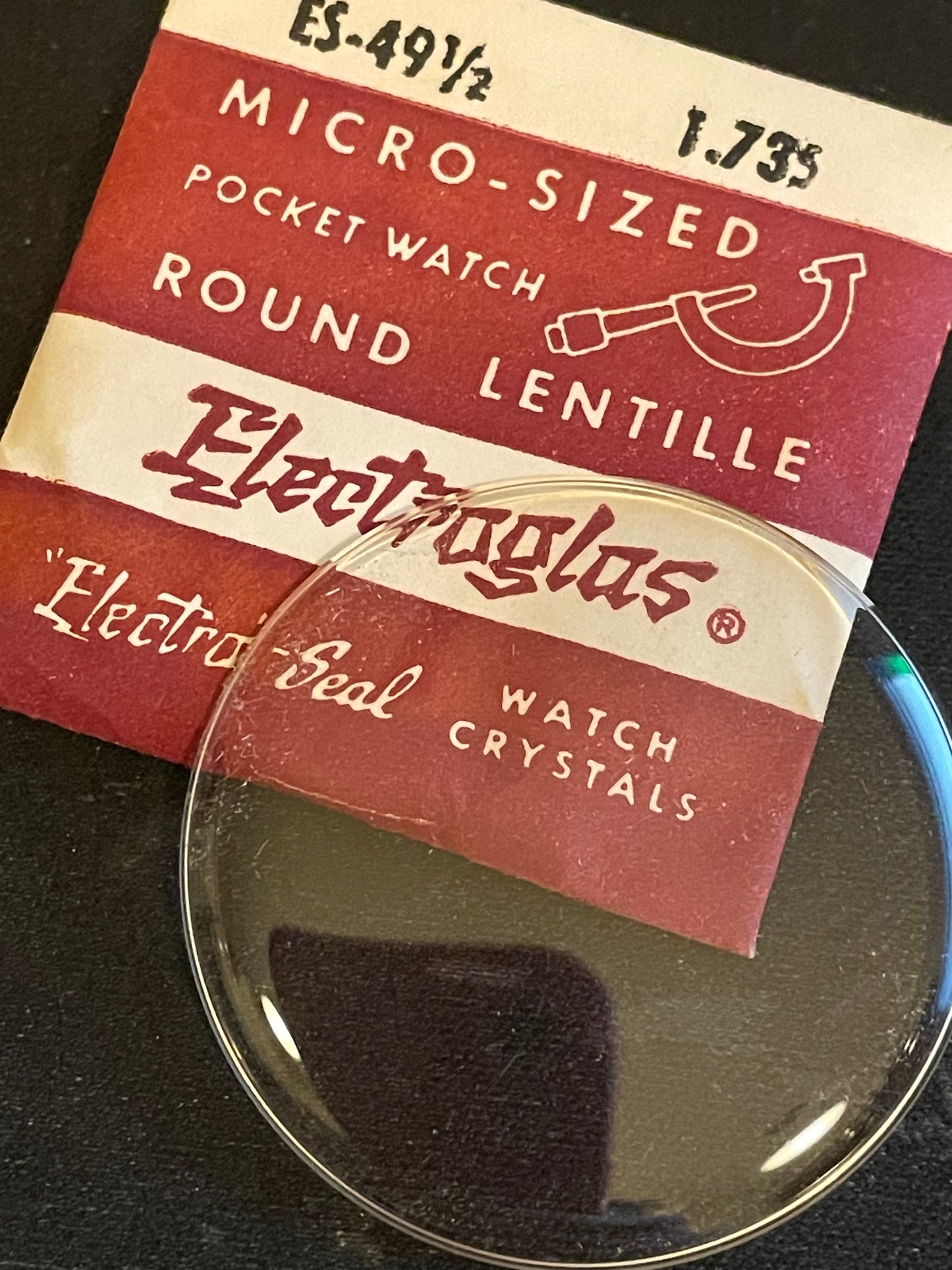 Electro-Seal ES-49½ Pocket Watch Crystal 44.0mm (1.735“) - New