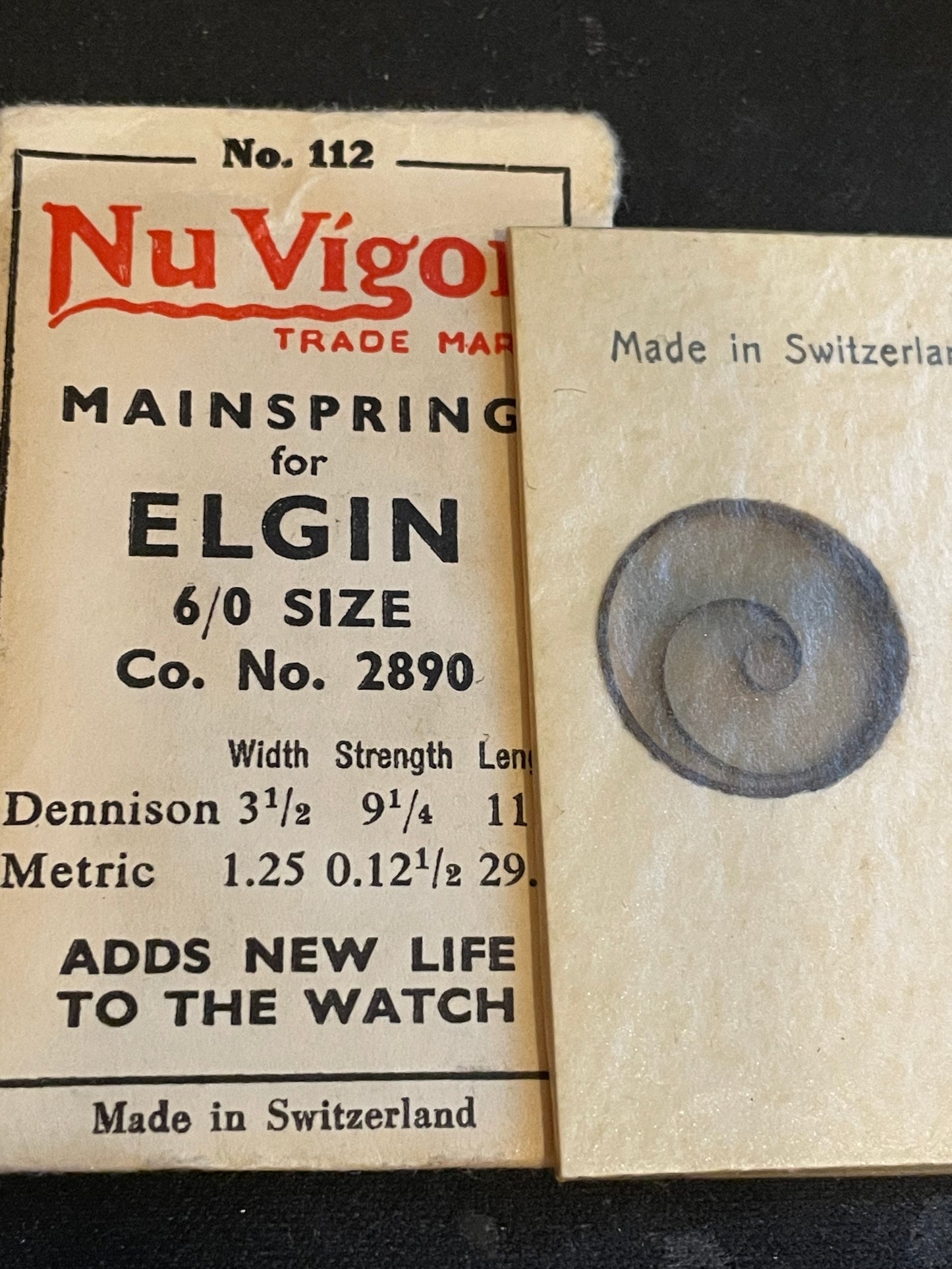 NuVigor Mainspring #112 for Elgin 5/0s & 6/0s Factory No. 2890 - Steel