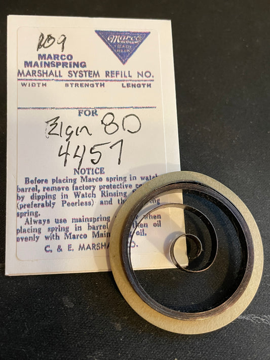 Marco Mainspring #109 for Elgin 37s 8 Day Clocks No. 4457 - Steel