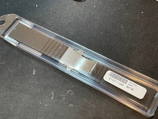 Alpine 24mm Black Silicone Rubber Sport Watch Band w/ Clasp