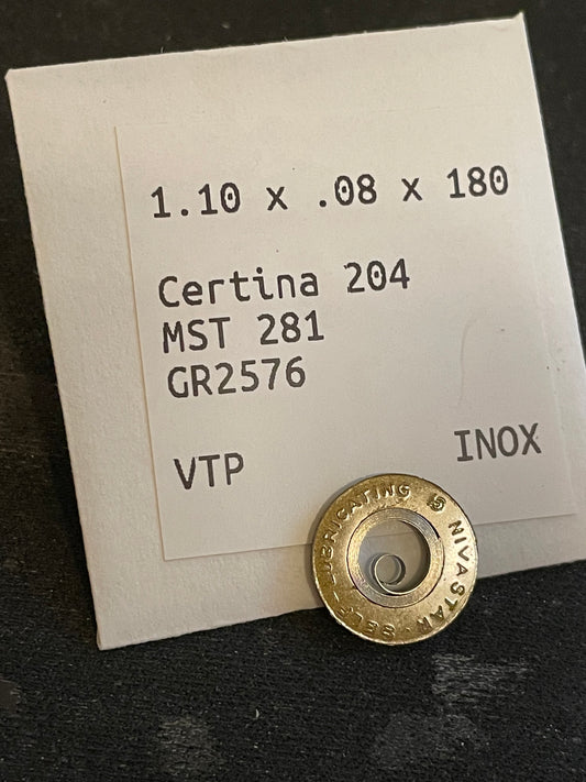 Alloy Mainspring for Certina caliber 204, MST caliber 281