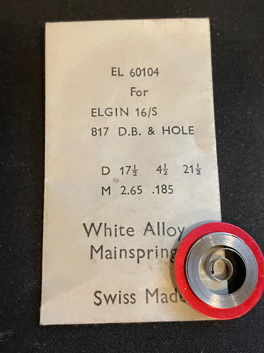 Alloy Mainspring 60104 for 16s Elgin Factory No. 817