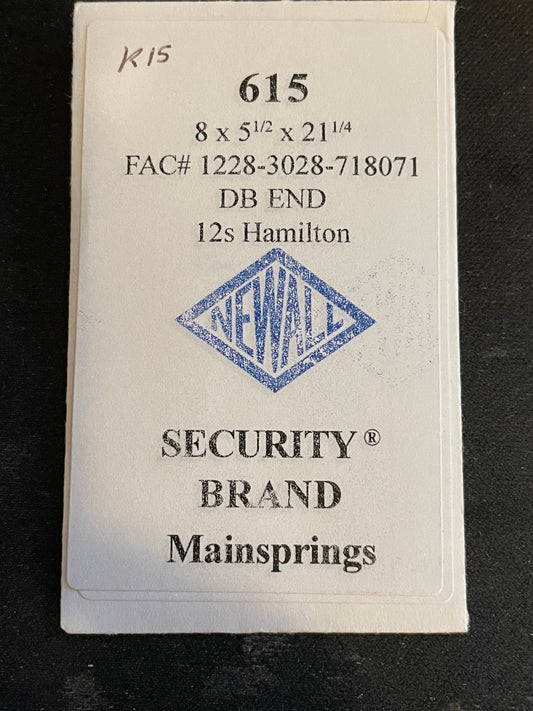 Newall SUPER Security Mainspring #615 for Hamilton 12s No. 1228 / 3028 / 718071 - Alloy
