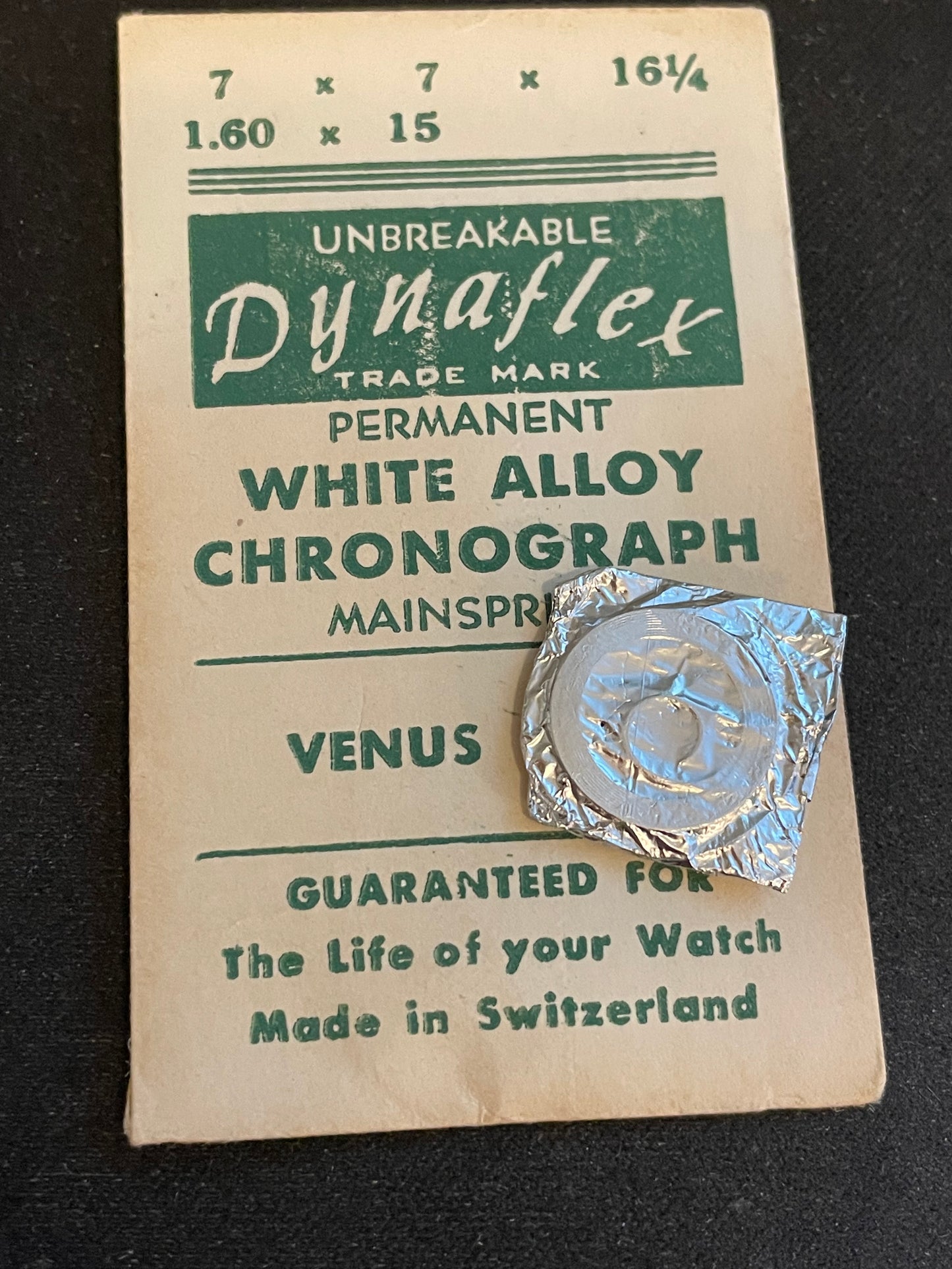 Dynaflex Mainspring for Venus caliber 175 thru 179 Chronographs - Alloy