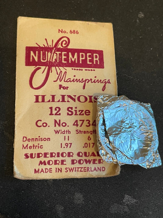NuTemper Mainspring #686 for Illinois 12s movements #47343 - Steel