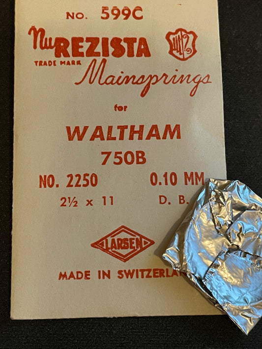 NuRezista Mainspring #599C for Waltham 7½ ligne Model 750B No. 2250 - Steel