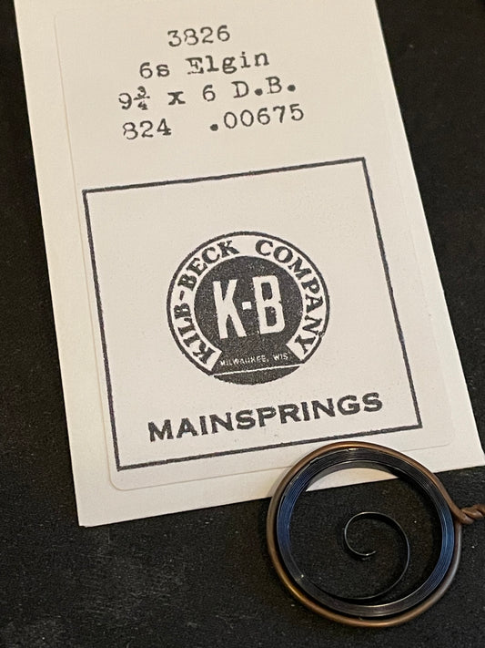 Kilb-Beck Mainspring #3826 for Elgin 6s No. 824 - Steel