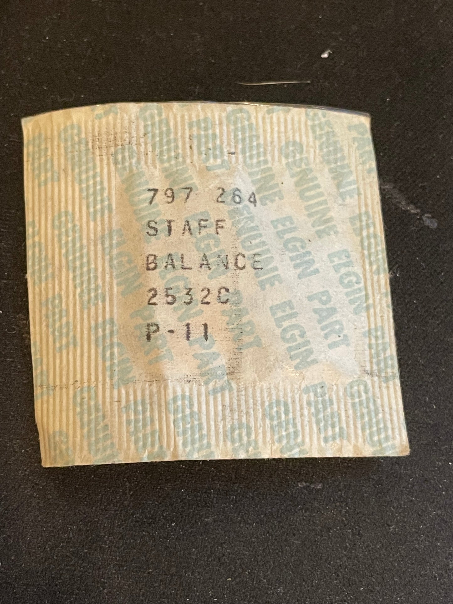 Elgin Factory Balance Staff for 16s B. W. Raymond, Pivot 11, No. 2532C