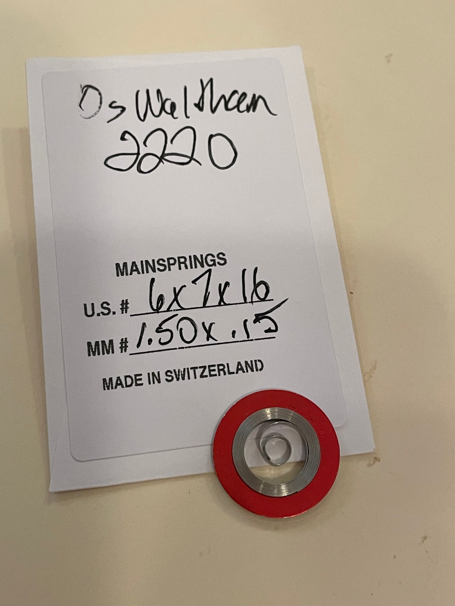 Alloy Mainspring for 0s Waltham No. 2220