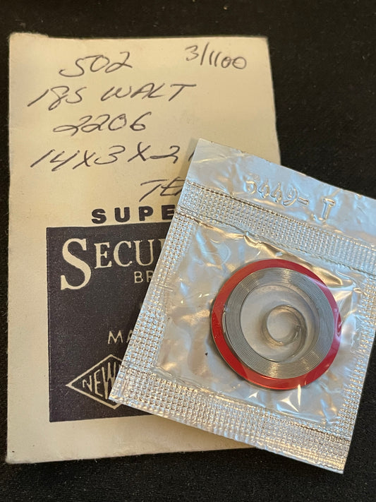 Newall SUPER Security Mainspring #502 for 18s Waltham No. 2206 - Alloy