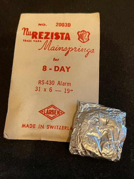 NuREZISTA Mainspring #2003D for RS-430 8-Day Alarm Movement - Steel