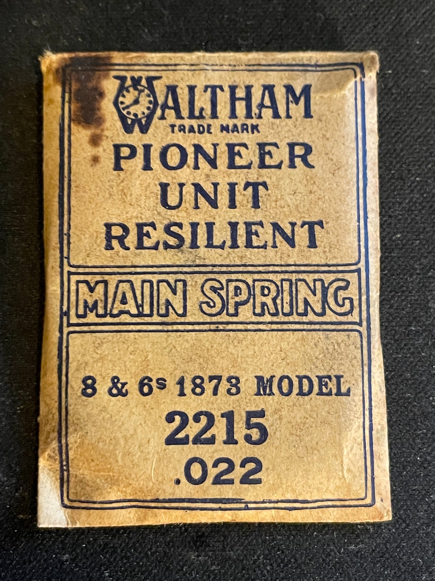 Waltham Factory Mainspring for 6s & 8s 1873 Model No. 2215 - Steel