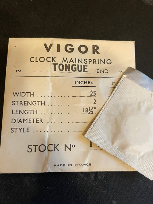 Vigor TONGUE End Clock Mainspring - 25 x 2 x 18½" Long - T 340-2