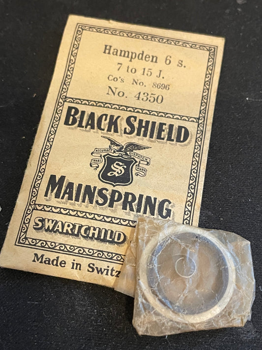 Swartchild Black Shield Mainspring for 6s Hampden 7j to 15j No. 8696 - Steel