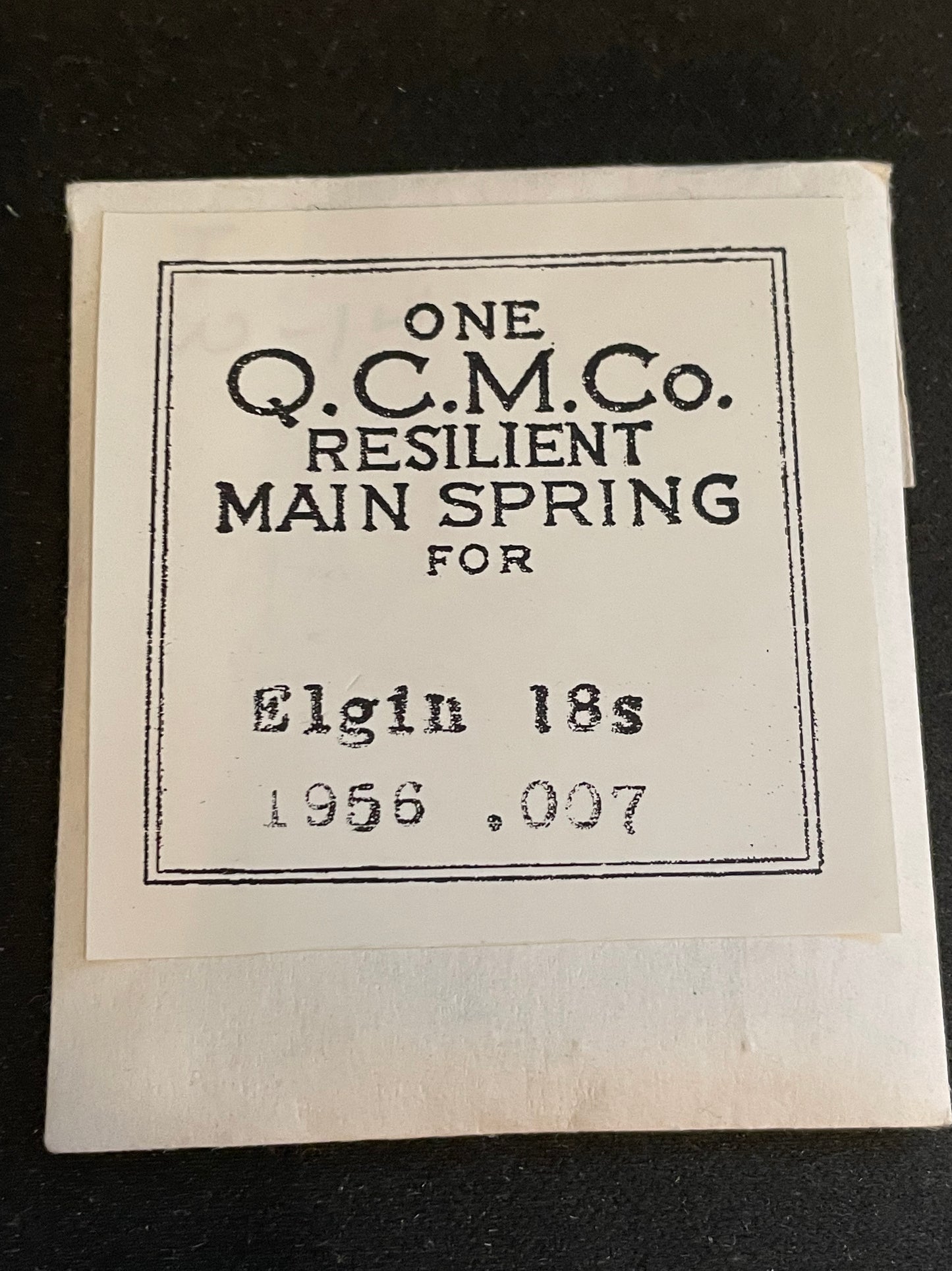 Q.C.M. Mainspring For Elgin 18s Factory No. 1956 - Steel