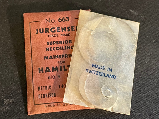 Jurgensen Mainspring #663 for Hamilton 6/0s No. 2621 - Steel