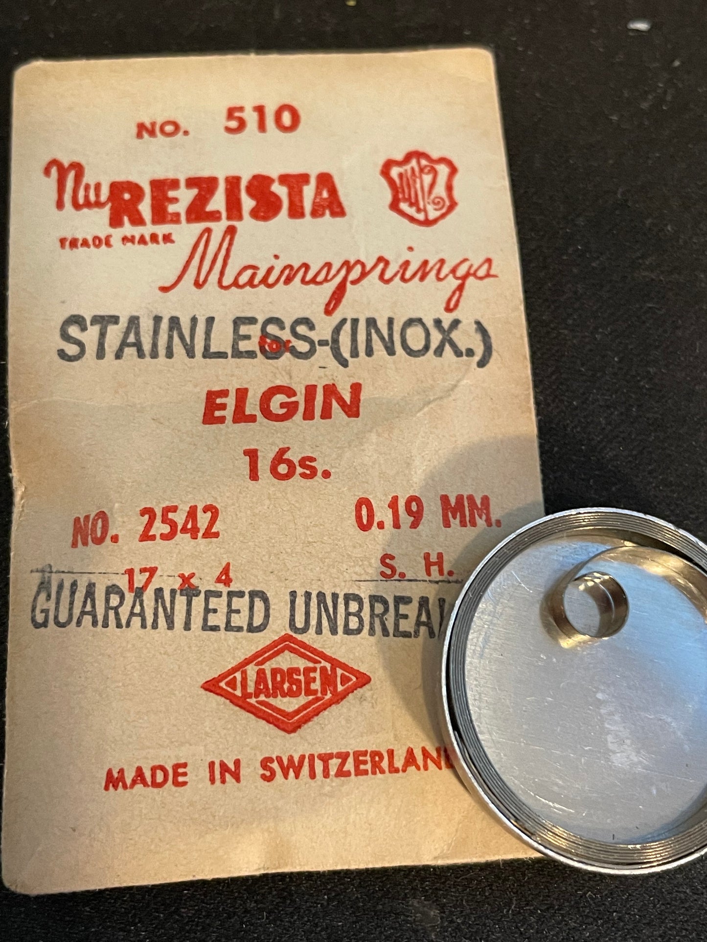 NuRezista Mainspring #510 for 16s Elgin No. 2542 - Alloy
