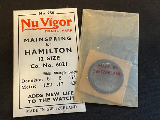 NuVigor Mainspring #250 for Hamilton 12s Factory No. 6021 - Steel