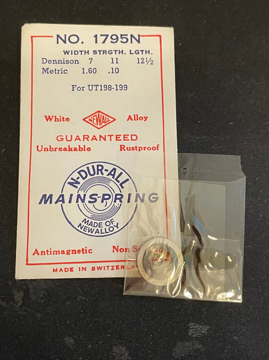 Newall Unbreakable Mainspring 1795N for Unitas caliber 198, 199 - Alloy