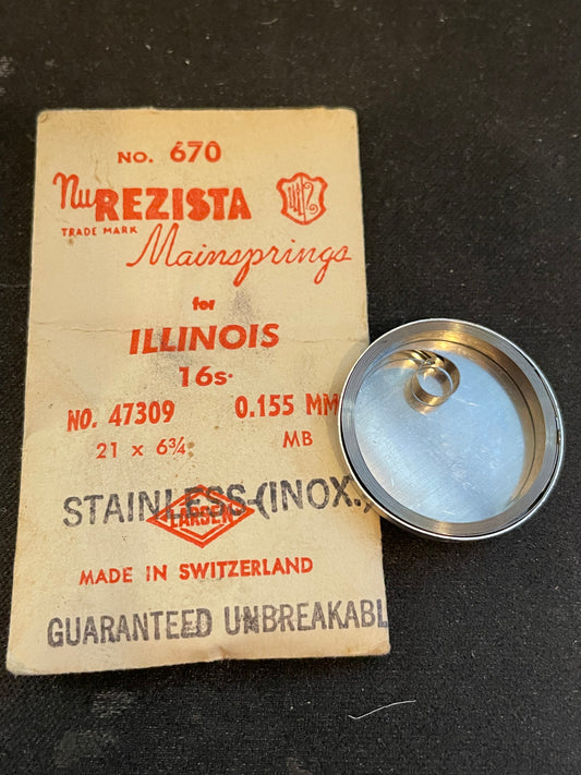 NuREZISTA Mainspring #670 for Illinois 16s Factory No. 47309 for 60hr - Alloy