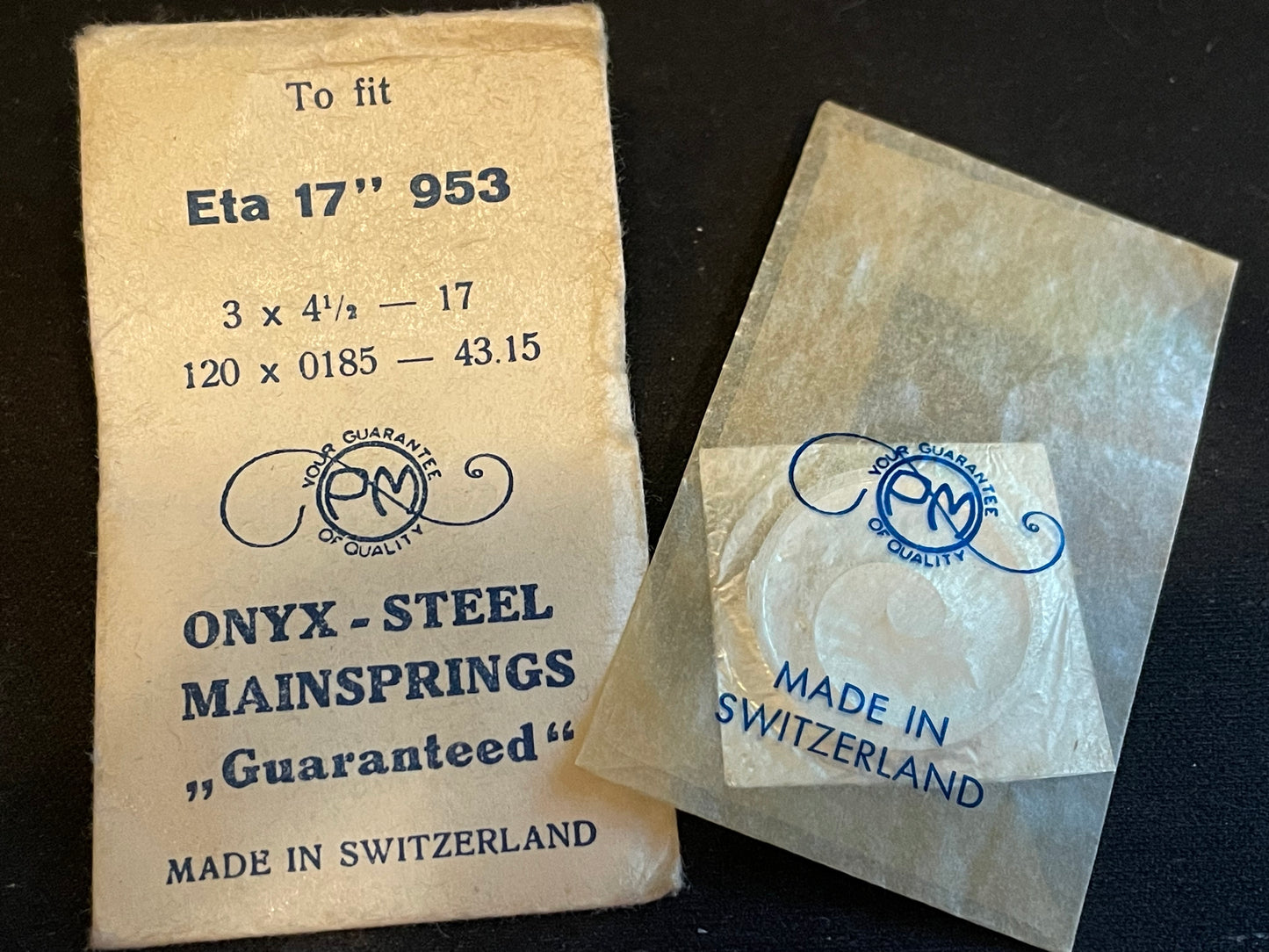 PM Mainspring for 17 ligne ETA caliber 953 - ONYX Steel