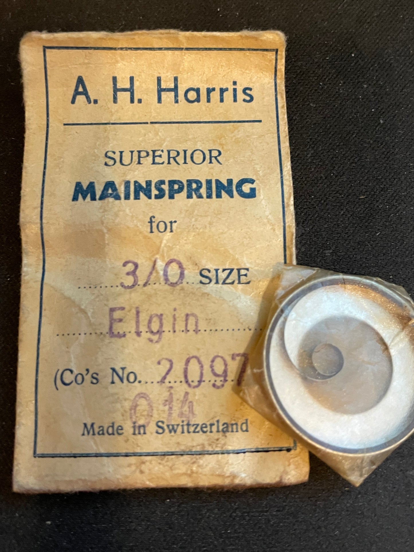 A.H. Harris Mainspring for Elgin 3/0s Factory No. 2097 - Steel
