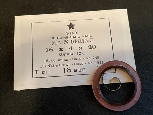 Star Mainspring for 16s Columbus No. 249 - Steel