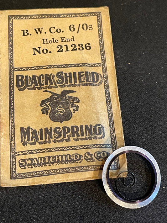 Swartchild Black Shield Mainspring for 6/0s Benrus 7j - Steel