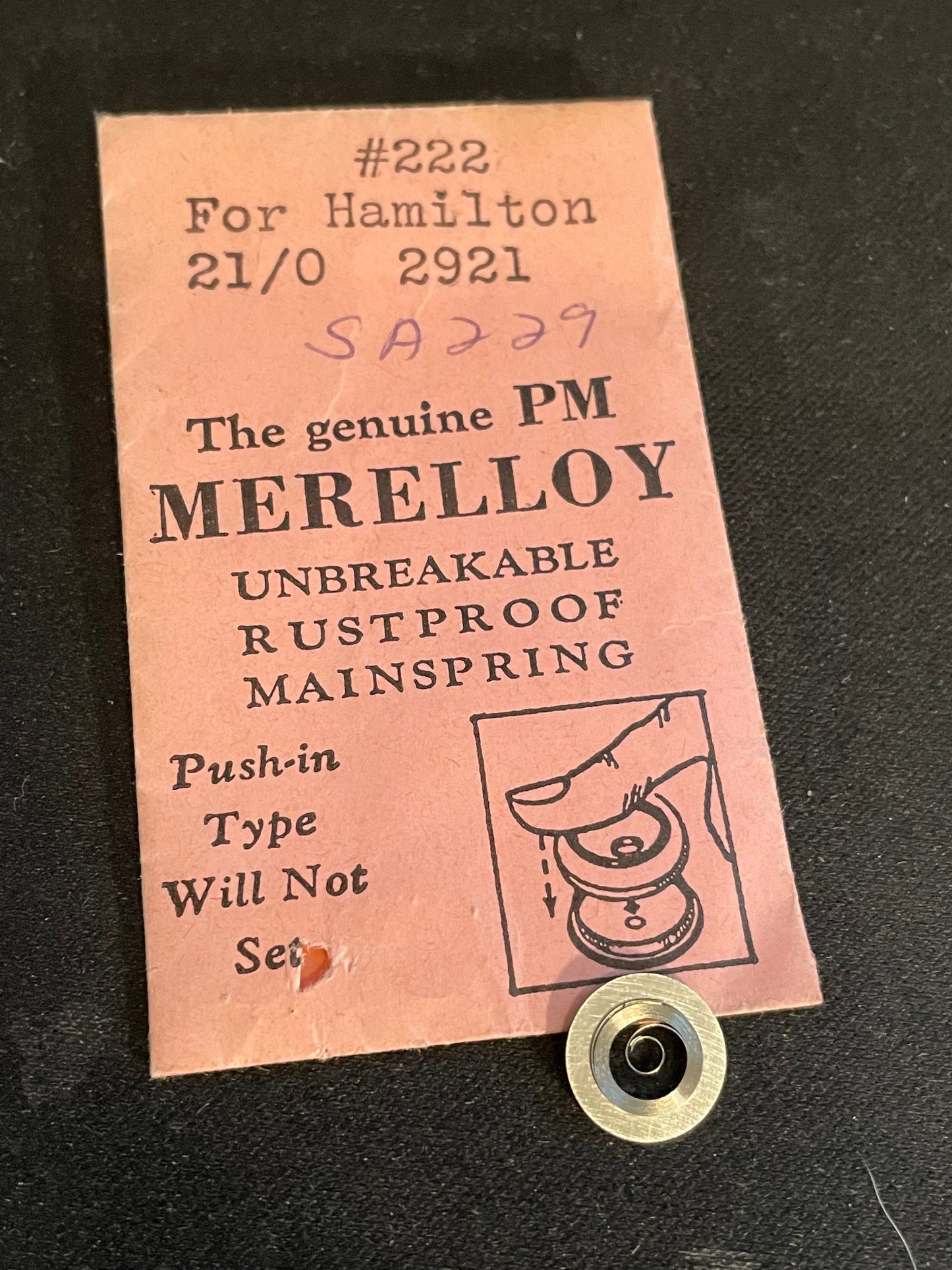 PM Merelloy Mainspring #222 for 21/0s Hamilton No. 2921 - Alloy