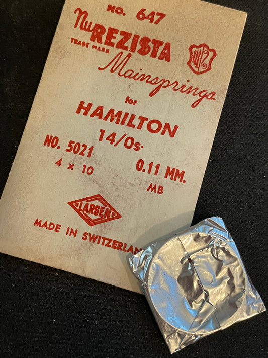 NuREZISTA Mainspring #647 for 14/0s Hamilton No. 5021 - Steel