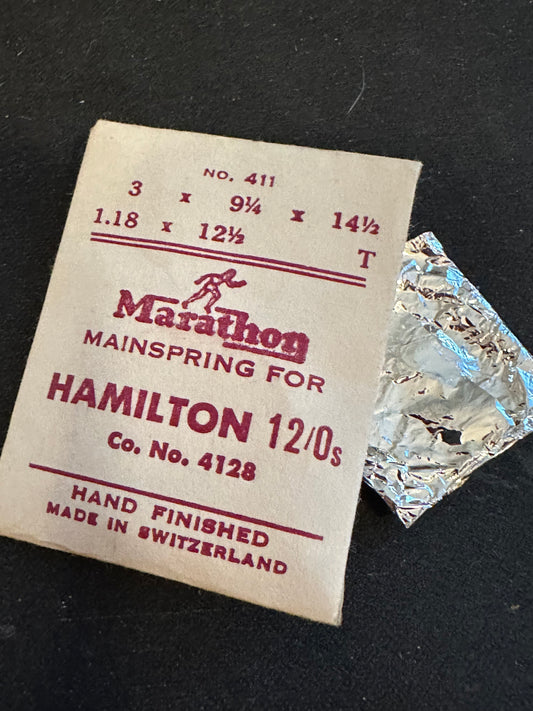 Marathon Mainspring #411 for Hamilton 12/0s No. 4128 - Steel