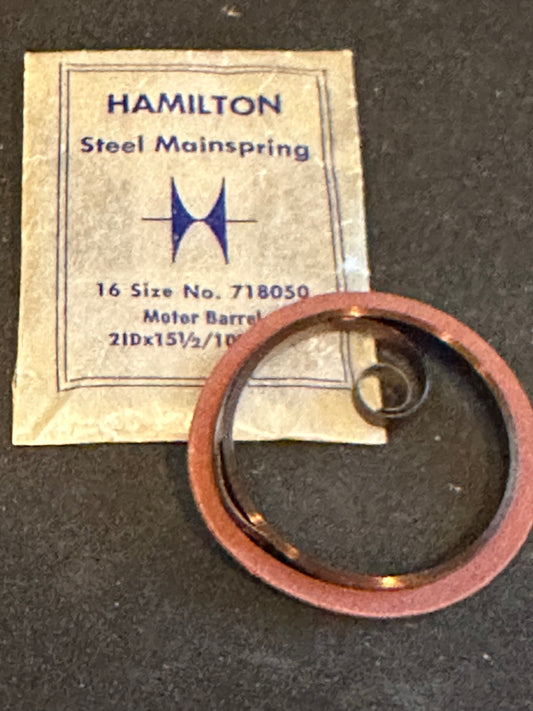 Hamilton Factory Mainspring for 16s 17-21j Factory No. 718050 - Steel