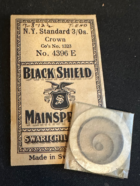Swartchild Black Shield Mainspring 4396E for Crown (NY Standard) 3/0s No. 1323 - Steel