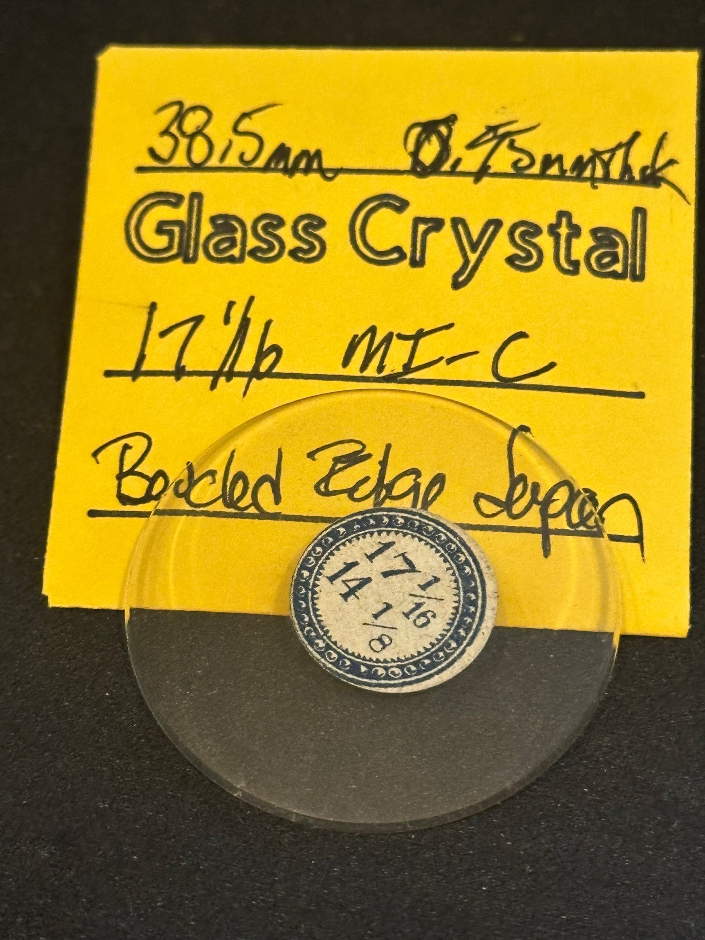 Vintage Beveled Glass Pocket Watch Crystal 17-1/16 (~38.5mm) - NOS