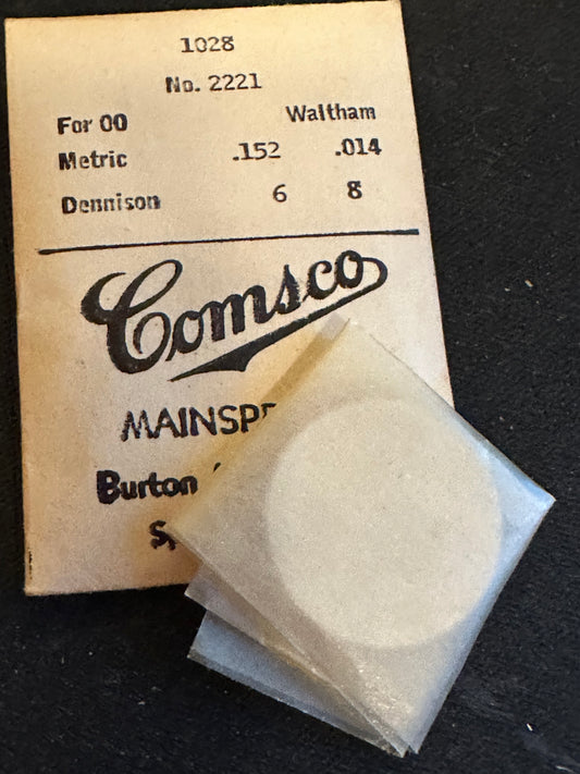 Comsco Mainspring #1028 for Waltham 00s Factory No. 2221 - Steel
