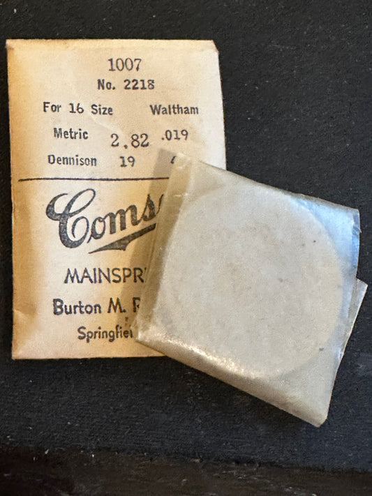 Comsco Mainspring #1007 for Waltham 16s Factory No. 2218 - Steel
