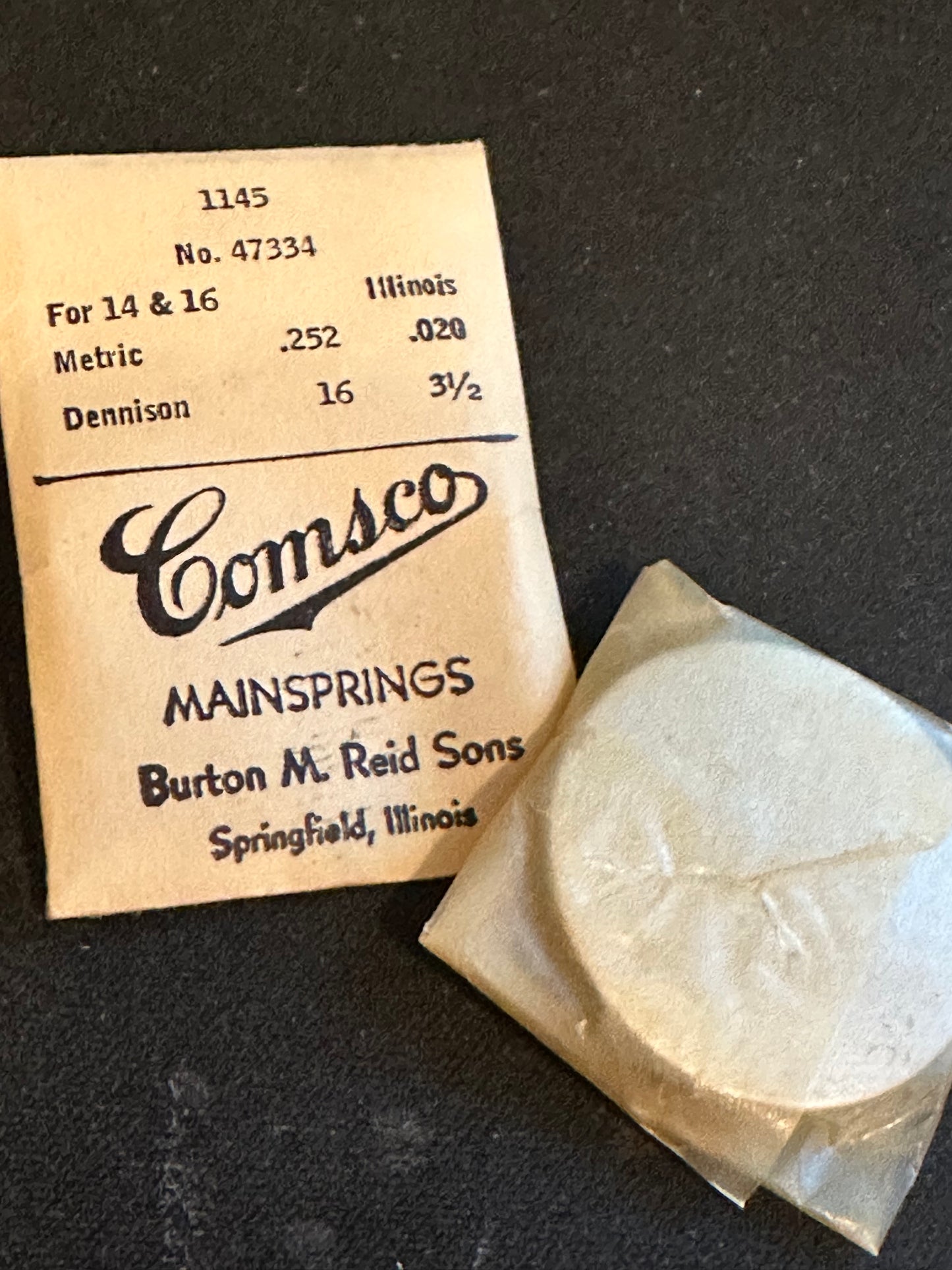 Comsco Mainspring #1145 for Illinois 14s & 16s No. 47334 - Steel