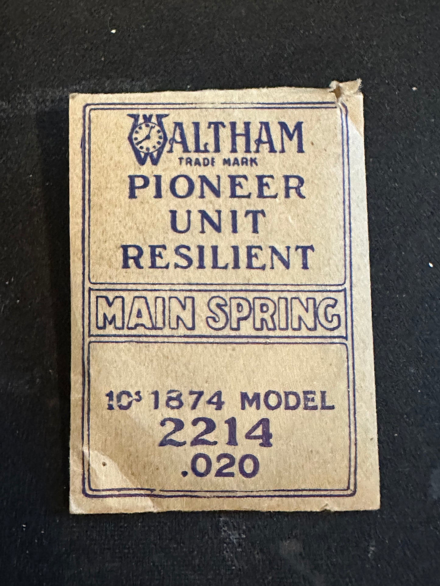 Waltham Factory Mainspring for 10s 1874 Model Keywind No. 2214 - Steel