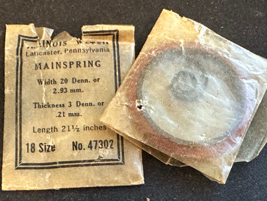 Illinois Factory Mainspring No. 47302 for 18s Pocket Watches - Steel