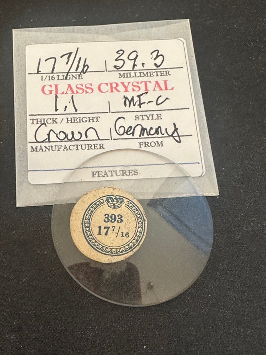 Crown Vintage Glass Pocket Watch Crystal 17-7/16 (~39.3mm) - NOS