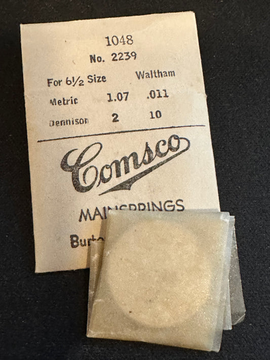 Comsco Mainspring #1048 for Waltham 6½ ligne No. 2239 - Steel