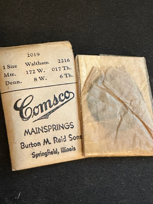 Comsco Mainspring #2019 for Waltham 1s Factory No. 2216 - Steel