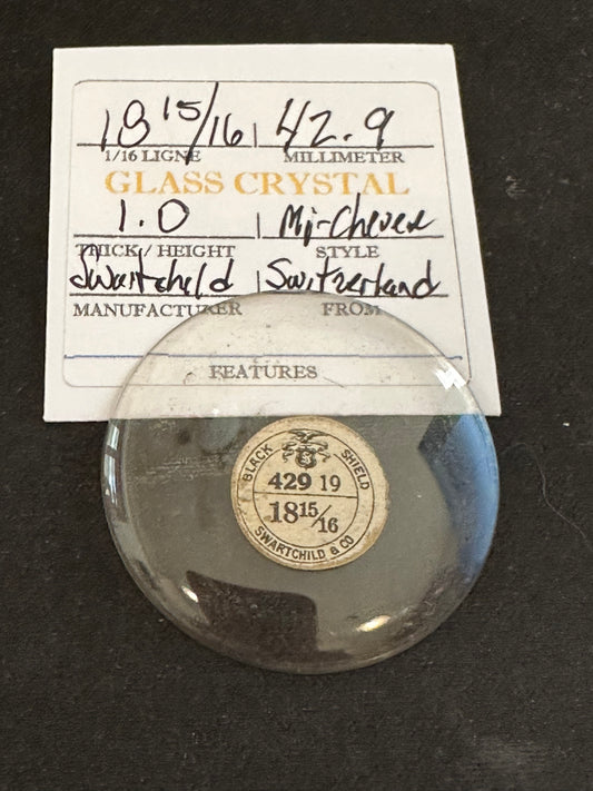 Swartchild Vintage Glass Pocket Watch Crystal 18-15/16 (~42.9mm) - NOS